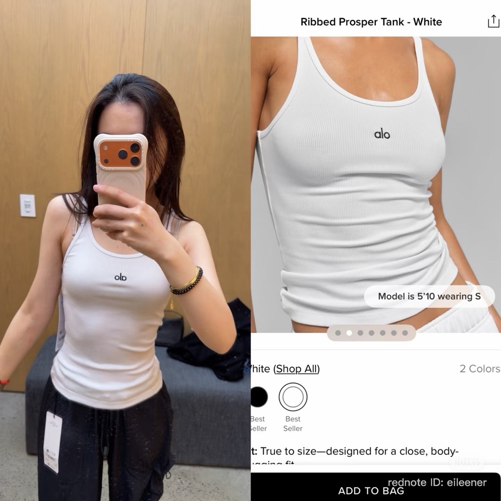 ALO Yoga White Ribbed Prosper Tank Top
